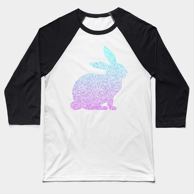 Pastel Blue and Purple Ombre Faux Glitter Easter Bunny Baseball T-Shirt by Felicity-K